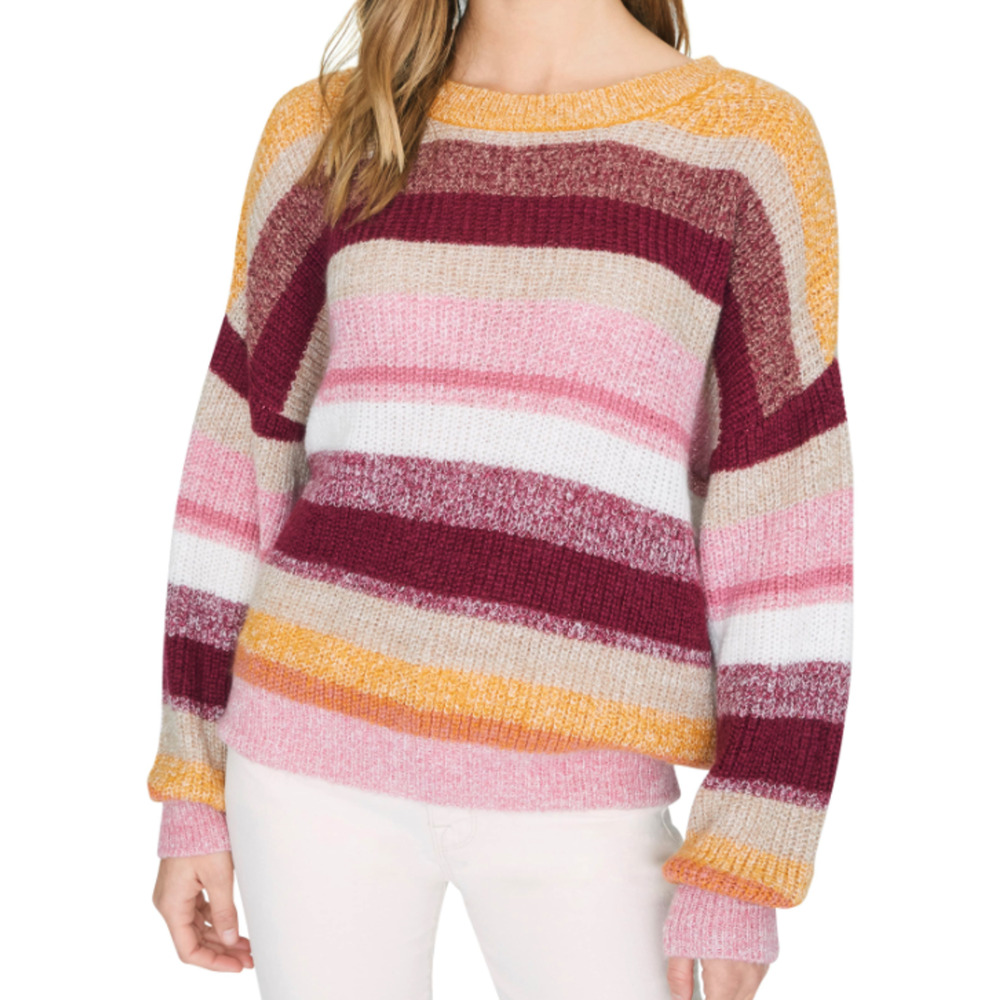 Nordstrom Sanctuary Blur the Lines Stripe Crewneck Sweater Pullover L Large - Picture 1 of 8